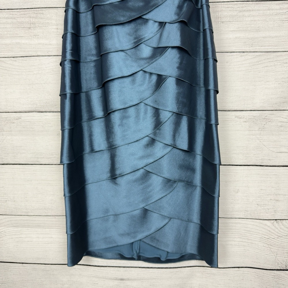 Adrianna Papell Teal Blue Tiered Dress Womens Sz 8 Cocktail Party Wedding Guest - Picture 3 of 7